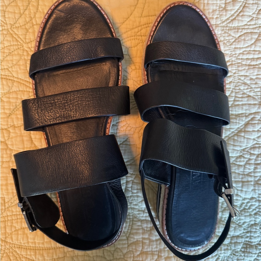 a.n.a Black Triple Strap Sandals